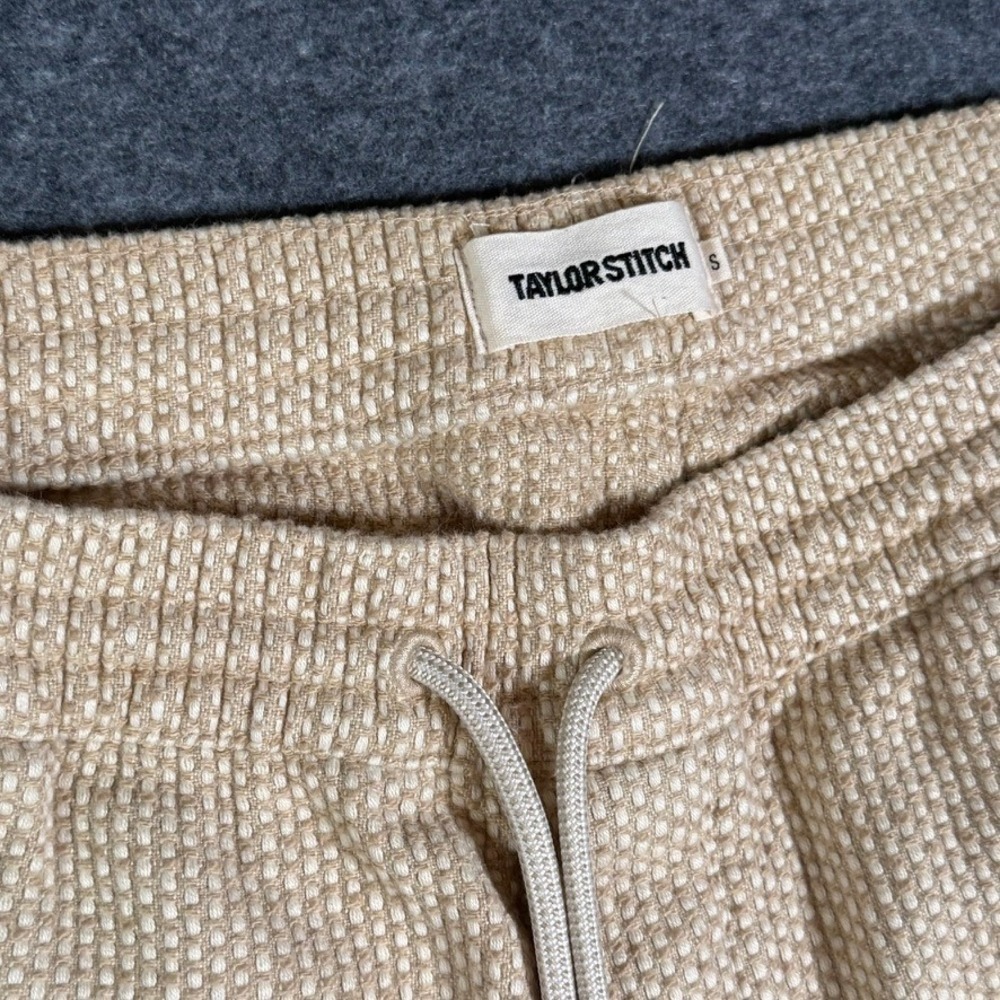 Taylor Stitch Mens Apres Pant Natural Waffle Organic Cotton Joggers Small S